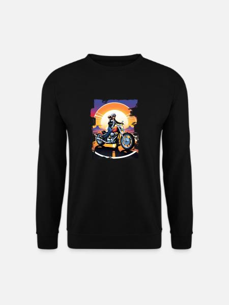 Motorrad und Sonnenuntergang, Biker-Geschenk - Unisex Pullover - Schwarz