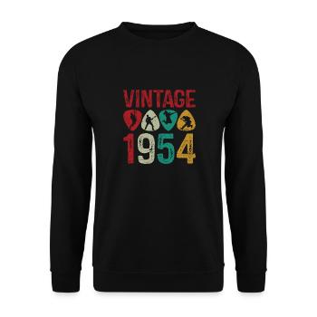 vintage 1954 Guitar Pick Guitar Playerbdayguitaris - Unisex Sweatshirt - black - Front - Alina (178cm) & Michal (187cm)