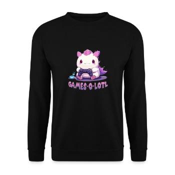 Kawaii Axolotl Gamer T | Anime Gamer T| Axolotl - Sweat-shirt Unisexe - noir - Devant - Alina (178cm) & Michal (187cm)