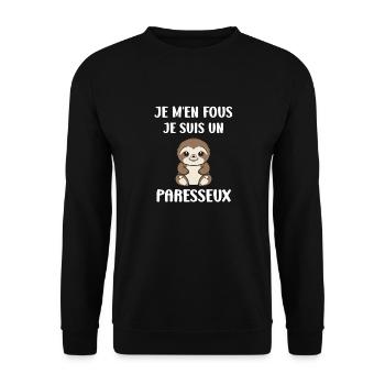 Animal humour paresseux - Sweat-shirt Unisexe - noir - Devant - Alina (178cm) & Michal (187cm)