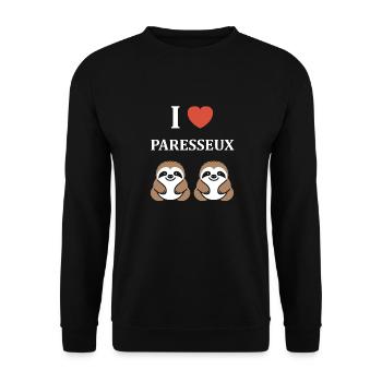 Animal humour paresseux - Sweat-shirt Unisexe - noir - Devant - Alina (178cm) & Michal (187cm)