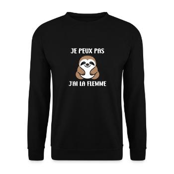 Animal humour paresseux - Sweat-shirt Unisexe - noir - Devant - Alina (178cm) & Michal (187cm)