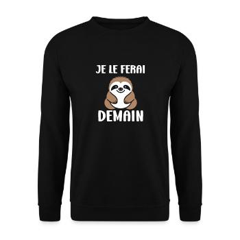 Animal humour paresseux - Sweat-shirt Unisexe - noir - Devant - Alina (178cm) & Michal (187cm)