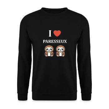 Animal humour paresseux - Sweat-shirt Unisexe - noir - Devant - Alina (178cm) & Michal (187cm)