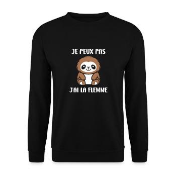 Animal humour paresseux - Sweat-shirt Unisexe - noir - Devant - Alina (178cm) & Michal (187cm)