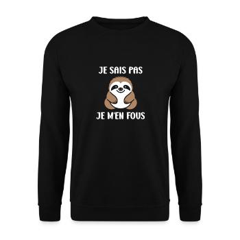 Animal humour paresseux - Sweat-shirt Unisexe - noir - Devant - Alina (178cm) & Michal (187cm)