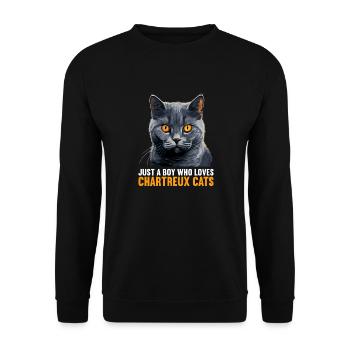 Chartreux Cat Carthusian Cat - Unisex Sweatshirt - black - Front - Alina (178cm) & Michal (187cm)