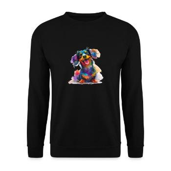 Dachshund dog owner T Teckle anatomy walk - Unisex Sweatshirt - black - Front - Alina (178cm) & Michal (187cm)