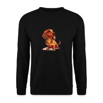 Short-haired dachshund T Gassi motif dog owner - Unisex Sweatshirt - black - Front - Alina (178cm) & Michal (187cm)