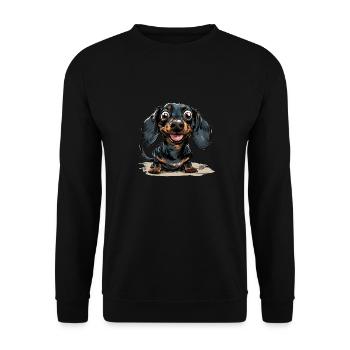 Dachshund shorthaired dachshund dog owner T - Unisex Sweatshirt - black - Front - Alina (178cm) & Michal (187cm)