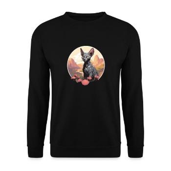 Cornish Rex Kätzchen Cornish Rex Katze - Unisex Pullover - Schwarz - Vorne - Alina (178cm) & Michal (187cm)