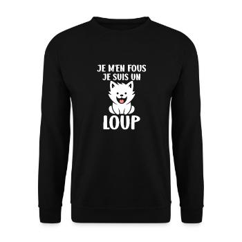 Humour animal petit loup - Sweat-shirt Unisexe - noir - Devant - Alina (178cm) & Michal (187cm)
