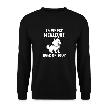 Humour animal petit loup - Sweat-shirt Unisexe - noir - Devant - Alina (178cm) & Michal (187cm)