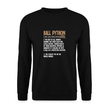 Ball Python Snake King Python - Unisex Sweatshirt - black - Front - Alina (178cm) & Michal (187cm)