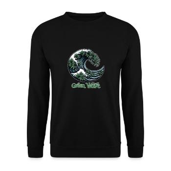 Hanf, Cannabis, Gras, Babak, Bobaz, Green Wave - Unisex Pullover - Schwarz - Vorne - Alina (178cm) & Michal (187cm)