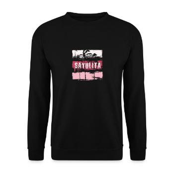 Sayulita Mexiko Urlaub Souvenir Zusammenfassung - Unisex Pullover - Schwarz - Vorne - Alina (178cm) & Michal (187cm)