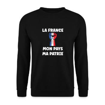 drapeau francais patriote - Sweat-shirt Unisexe - noir - Devant - Alina (178cm) & Michal (187cm)