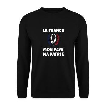 patriote la france mon mapys ma patrie - Sweat-shirt Unisexe - noir - Devant - Alina (178cm) & Michal (187cm)