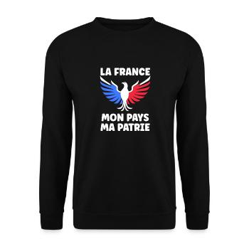 patriote la france mon mapys ma patrie - Sweat-shirt Unisexe - noir - Devant - Alina (178cm) & Michal (187cm)