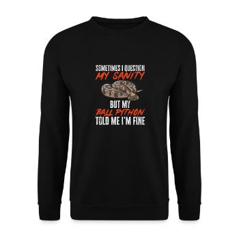 Ball Python Snake King Python - Unisex Sweatshirt - black - Front - Alina (178cm) & Michal (187cm)