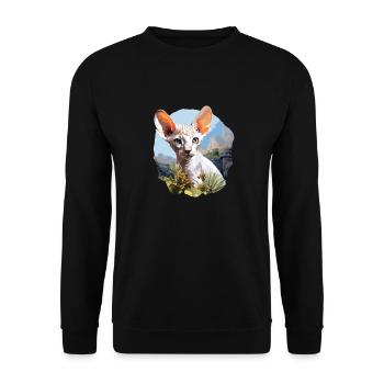 Cornish Rex Kätzchen Cornish Rex Katze - Unisex Pullover - Schwarz - Vorne - Alina (178cm) & Michal (187cm)