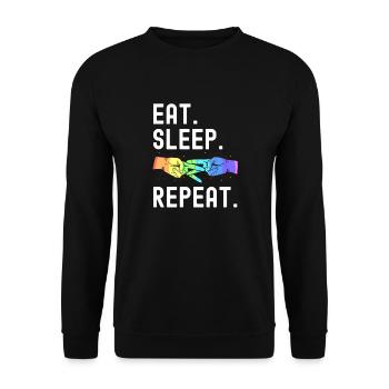 Eat Sleep Love Repeat Lesbian Pride Funny - Unisex Sweatshirt - black - Front - Alina (178cm) & Michal (187cm)