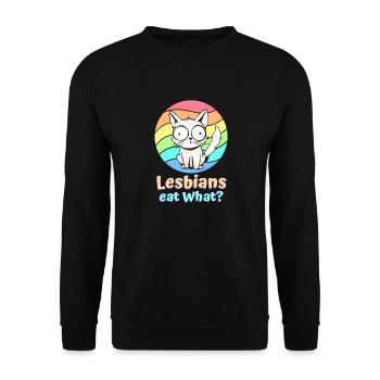 Lesbians Eat What Cat Funny Humor Pun LGBTQ Pride - Unisex Sweatshirt - black - Front - Alina (178cm) & Michal (187cm)