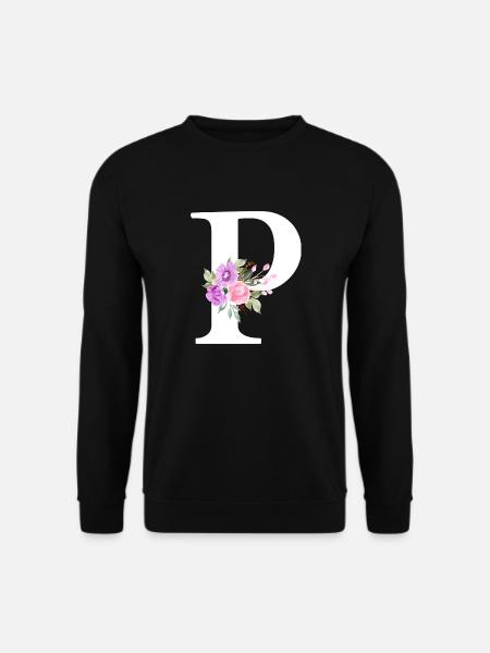 Purple floral letter p - Unisex Sweatshirt - black