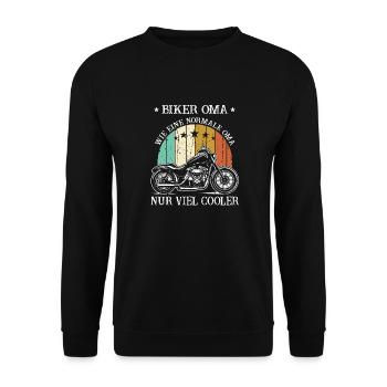Biker Oma Nur Viel Cooler Frauen Rente Ruhestand - Unisex Pullover - Schwarz - Vorne - Alina (178cm) & Michal (187cm)