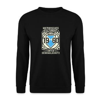 Baujahr 1960 Geboren, Geburtstag Jahrgang 1960 - Unisex Pullover - Schwarz - Vorne - Alina (178cm) & Michal (187cm)