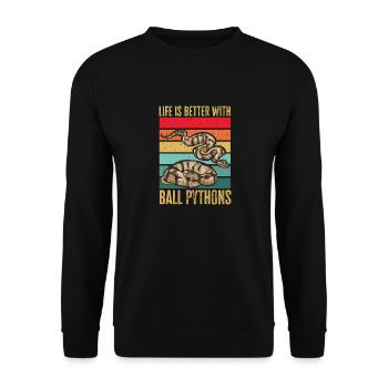 Ball Python Snake King Python - Unisex Sweatshirt - black - Front - Alina (178cm) & Michal (187cm)