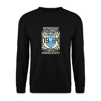 Baujahr 1964 Geboren, Geburtstag Jahrgang 1964 - Unisex Pullover - Schwarz - Vorne - Alina (178cm) & Michal (187cm)