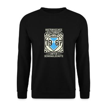 Baujahr 1967 Geboren, Geburtstag Jahrgang 1967 - Unisex Pullover - Schwarz - Vorne - Alina (178cm) & Michal (187cm)