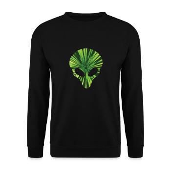 Alien Head Glowing Green T-Shirt Funny Space UFO - Unisex Sweatshirt - black - Front - Alina (178cm) & Michal (187cm)