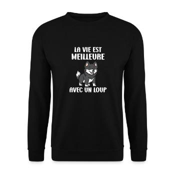 Humour loup - Sweat-shirt Unisexe - noir - Devant - Alina (178cm) & Michal (187cm)
