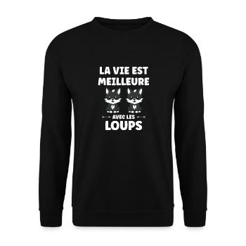 Humour loup - Sweat-shirt Unisexe - noir - Devant - Alina (178cm) & Michal (187cm)