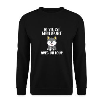 Humour loup - Sweat-shirt Unisexe - noir - Devant - Alina (178cm) & Michal (187cm)