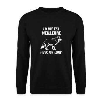 Humour loup - Sweat-shirt Unisexe - noir - Devant - Alina (178cm) & Michal (187cm)