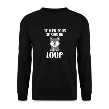 Humour loup - Sweat-shirt Unisexe - noir - Devant - Alina (178cm) & Michal (187cm)