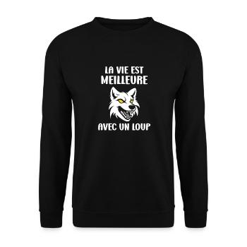 Humour loup - Sweat-shirt Unisexe - noir - Devant - Alina (178cm) & Michal (187cm)