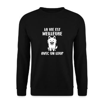 Humour loup - Sweat-shirt Unisexe - noir - Devant - Alina (178cm) & Michal (187cm)
