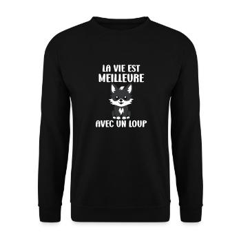 Humour loup - Sweat-shirt Unisexe - noir - Devant - Alina (178cm) & Michal (187cm)