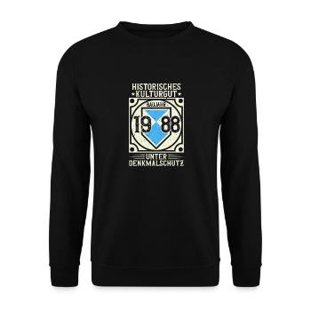 Baujahr 1988 Geboren, Geburtstag Jahrgang 1988 - Unisex Pullover - Schwarz - Vorne - Alina (178cm) & Michal (187cm)