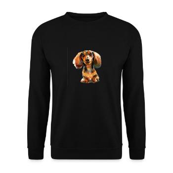 Funny dachshund T for dog owners walking dogs - Unisex Sweatshirt - black - Front - Alina (178cm) & Michal (187cm)