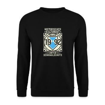 Baujahr 1992 Geboren, Geburtstag Jahrgang 1992 - Unisex Pullover - Schwarz - Vorne - Alina (178cm) & Michal (187cm)
