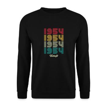 70 Jahre alter Jahrgang 1954 Limitierte Auflage 70er Jahre - Unisex Pullover - Schwarz - Vorne - Alina (178cm) & Michal (187cm)