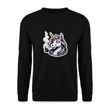 Licorne avec Joint Hemp Cannabis - Sweat-shirt Unisexe - noir - Devant - Alina (178cm) & Michal (187cm)