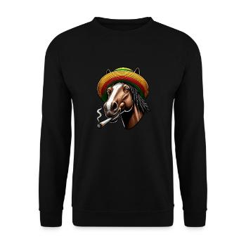 Cheval avec joint, Chanvre, Cannabis - Sweat-shirt Unisexe - noir - Devant - Alina (178cm) & Michal (187cm)