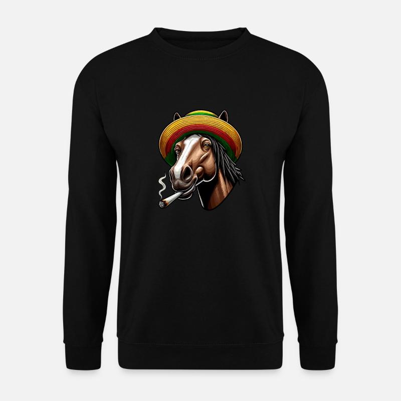 Cheval avec joint, Chanvre, Cannabis - Sweat-shirt Unisexe - noir