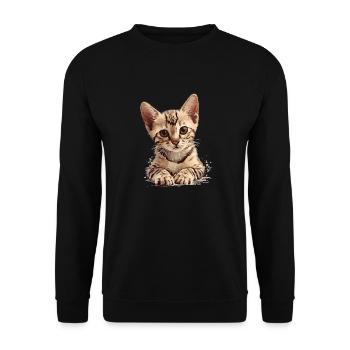Mau égyptien Chaton Chat égyptien Mau - Sweat-shirt Unisexe - noir - Devant - Alina (178cm) & Michal (187cm)
